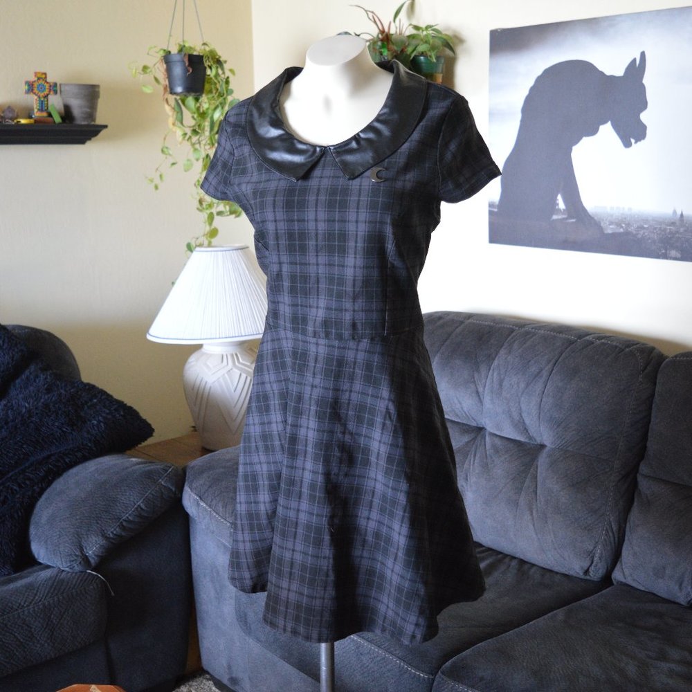 Killstar Clothing Plaid Tartan Short Sleeve Dress Fall Autumn Goth SZ  XXL